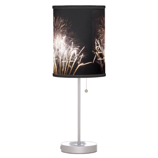 White and Gold Fireworks I Patriotic Celebration Table Lamp (Left)