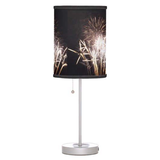 White and Gold Fireworks I Patriotic Celebration Table Lamp (Right)