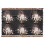 White and Gold Fireworks I Patriotic Celebration Throw Blanket
