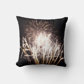 White and Gold Fireworks I Patriotic Celebration Throw Pillow