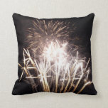 White and Gold Fireworks I Patriotic Celebration Throw Pillow