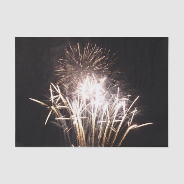 White and Gold Fireworks I Patriotic Celebration Tissue Paper (Front)