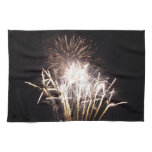 White and Gold Fireworks I Patriotic Celebration Towel