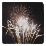 White and Gold Fireworks I Patriotic Celebration Trivet