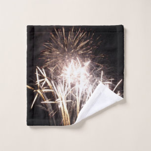 White and Gold Fireworks I Patriotic Celebration Wash Cloth
