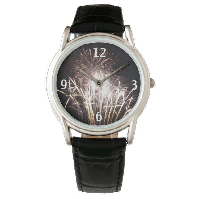 White and Gold Fireworks I Patriotic Celebration Watch (Front)