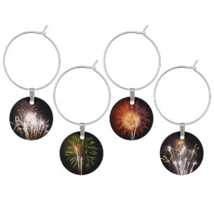 White and Gold Fireworks I Patriotic Celebration Wine Charm