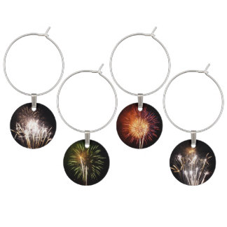 White and Gold Fireworks I Patriotic Celebration Wine Charm