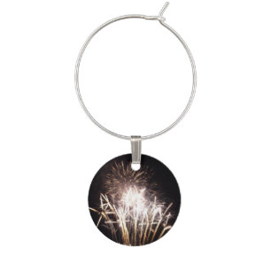 White and Gold Fireworks I Patriotic Celebration Wine Charm