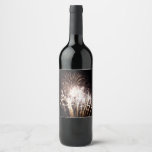 White and Gold Fireworks I Patriotic Celebration Wine Label
