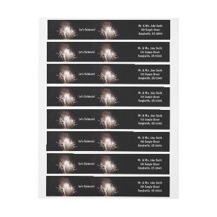 White and Gold Fireworks I Patriotic Celebration Wrap Around Label