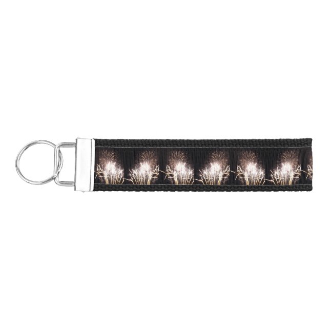 White and Gold Fireworks I Patriotic Celebration Wrist Keychain (Keys on Left)