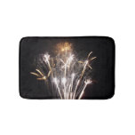 White and Gold Fireworks II Patriotic Celebration Bath Mat