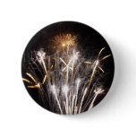 White and Gold Fireworks II Patriotic Celebration Button