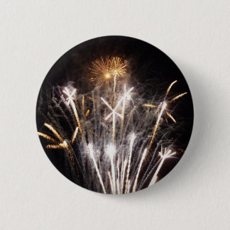 White and Gold Fireworks II Patriotic Celebration Button