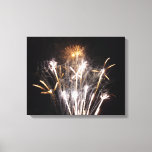 White and Gold Fireworks II Patriotic Celebration Canvas Print
