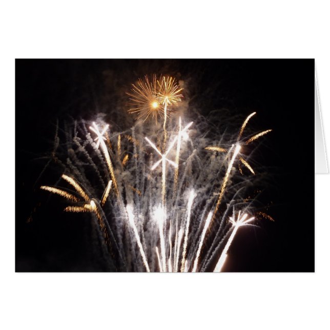 White and Gold Fireworks II Patriotic Celebration Cards (Front Horizontal)