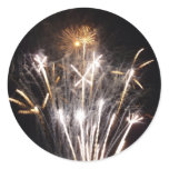 White and Gold Fireworks II Patriotic Celebration Classic Round Sticker