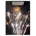 White and Gold Fireworks II Patriotic Celebration Clipboard