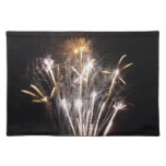 White and Gold Fireworks II Patriotic Celebration Cloth Placemat