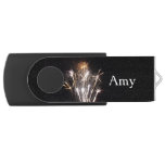 White and Gold Fireworks II Patriotic Celebration Flash Drive