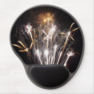 White and Gold Fireworks II Patriotic Celebration Gel Mouse Pad
