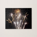 White and Gold Fireworks II Patriotic Celebration Jigsaw Puzzle