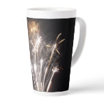 White and Gold Fireworks II Patriotic Celebration Latte Mug