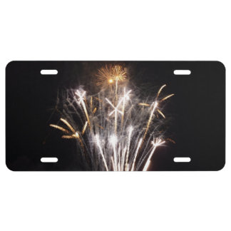 White and Gold Fireworks II Patriotic Celebration License Plate