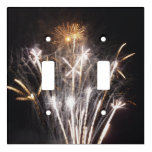 White and Gold Fireworks II Patriotic Celebration Light Switch Cover