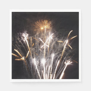 White and Gold Fireworks II Patriotic Celebration Napkins