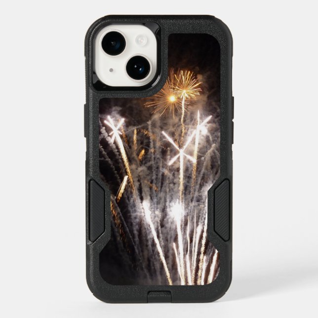 White and Gold Fireworks II Patriotic Celebration Otterbox iPhone Case (Back)