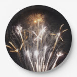 White and Gold Fireworks II Patriotic Celebration Paper Plates