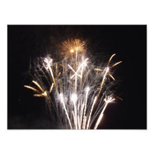 White and Gold Fireworks II Patriotic Celebration Photo Print