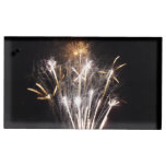 White and Gold Fireworks II Patriotic Celebration Place Card Holder