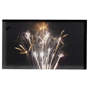 White and Gold Fireworks II Patriotic Celebration Place Card Holder