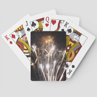 White and Gold Fireworks II Patriotic Celebration Poker Cards