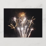 White and Gold Fireworks II Patriotic Celebration Postcard