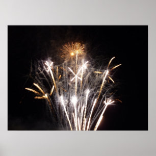 White and Gold Fireworks II Patriotic Celebration Poster