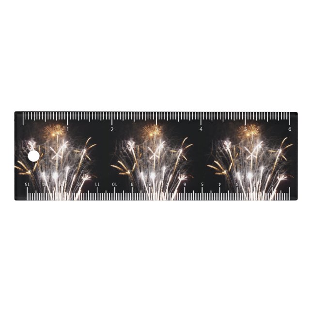 White and Gold Fireworks II Patriotic Celebration Ruler (Front)