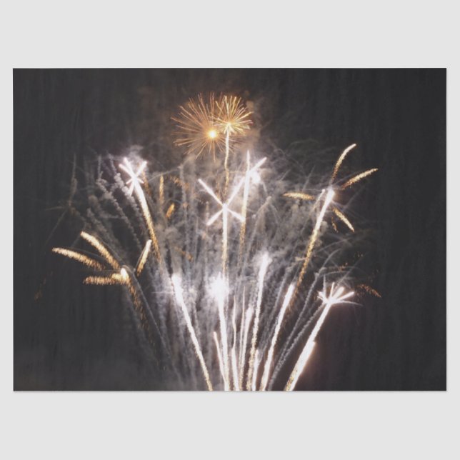 White and Gold Fireworks II Patriotic Celebration Tissue Paper (Front)