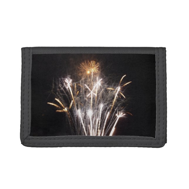 White and Gold Fireworks II Patriotic Celebration Trifold Wallet (Front)