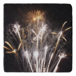 White and Gold Fireworks II Patriotic Celebration Trivet