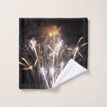 White and Gold Fireworks II Patriotic Celebration Wash Cloth