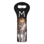 White and Gold Fireworks II Patriotic Celebration Wine Bag