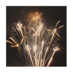 White and Gold Fireworks II Patriotic Celebration Wood Wall Art