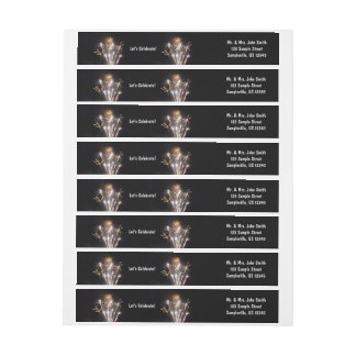 White and Gold Fireworks II Patriotic Celebration Wrap Around Label