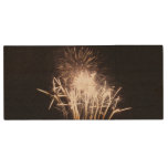 White and Gold Fireworks Wood Flash Drive