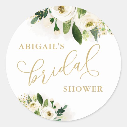 White and Gold Floral Bridal Shower Favor Tags