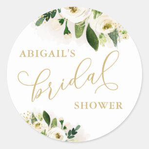 White and Gold Floral Bridal Shower Favor Tags